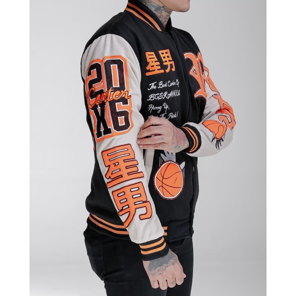 Jaket Varsity CENTER X-07 Jaket Baseball BGSR Original Unisex Cewek Cowok Versity Baseball Pria