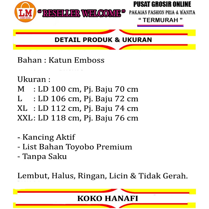 TERMURAH TERLARIS KOKO KURTA HANAFI LENGAN PENDEK Ukuran M L XL XXL TERBARU LMS 26432 26434