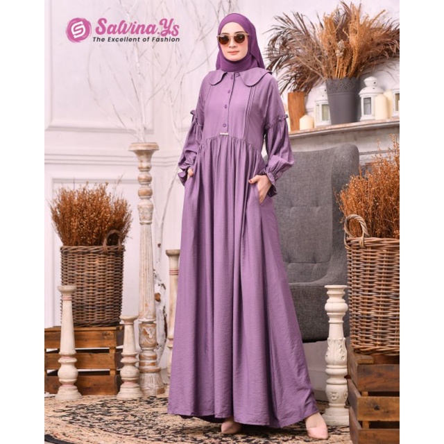 Gamis salvina kerah kringkel list dada