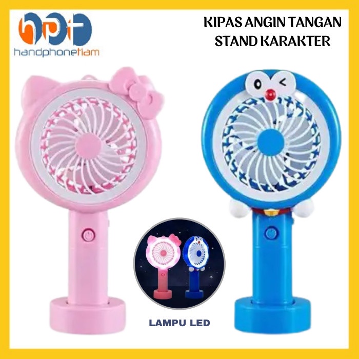 Kipas Angin Tangan Mini Karakter + Lampu LED Handy Mini Fan SX-109 Stand