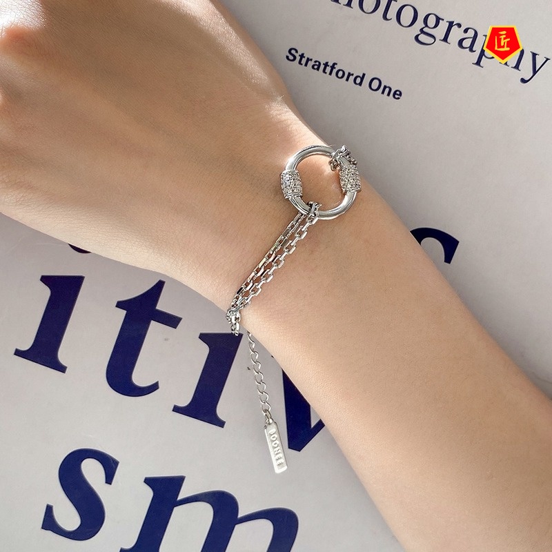 [Ready Stock]2021 New Diamond Circle Bracelet Niche Design