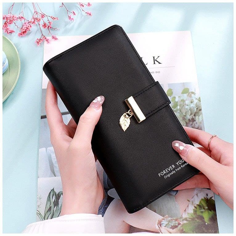 DOMPET PANJANG WANITA IMPORT KOREA KULIT PREMIUM MEWAH DAUN FASHION SCALY MURAH LIPAT WA093B5