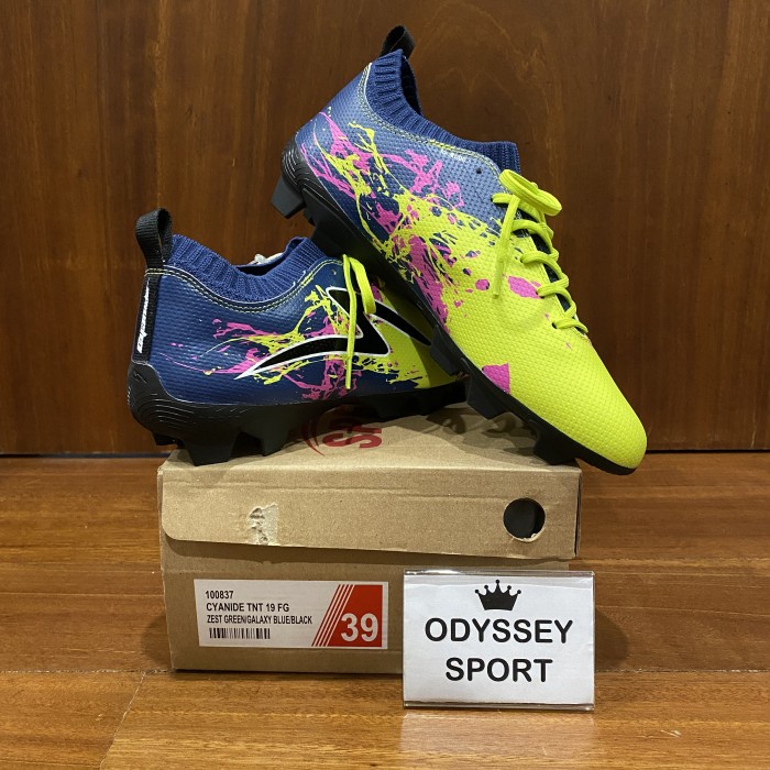 Sepatu Bola Specs Cyanide TNT 19 FG (Zest Green / Galaxy Blue /Black) - 39