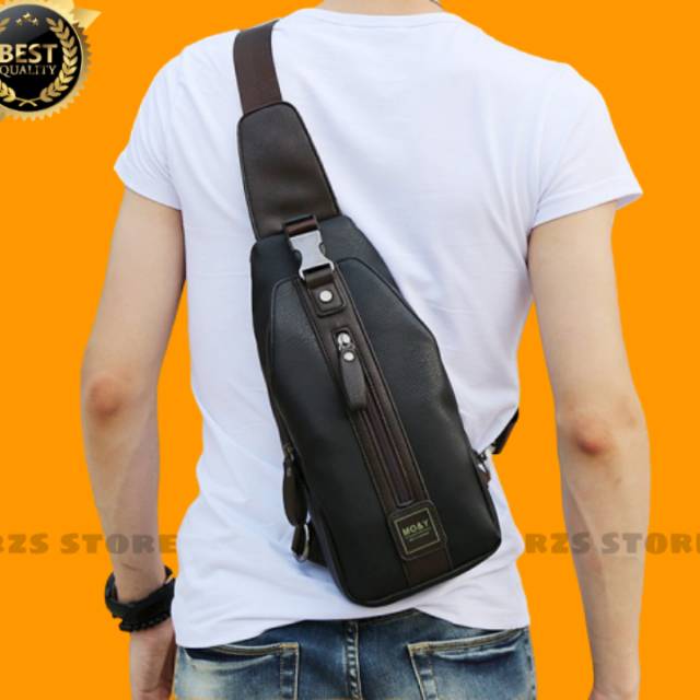 TAS SELEMPANG KULIT PRIA / TAS SELEMPANG KULIT PRIA SLING BAG SELEMPANG MO&Y 9014