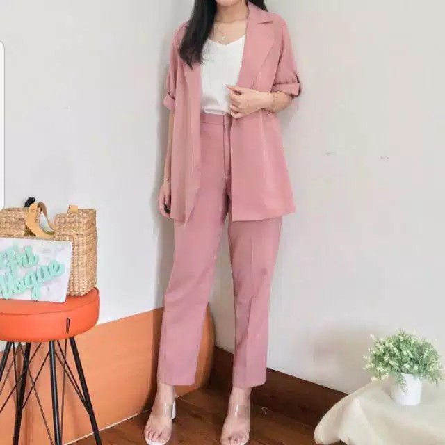 MESYA SET 2IN1/SETELAN BAJU DAN CELANA/BLAZER KEKINIAN/FASHION MUSLIM TERBARU