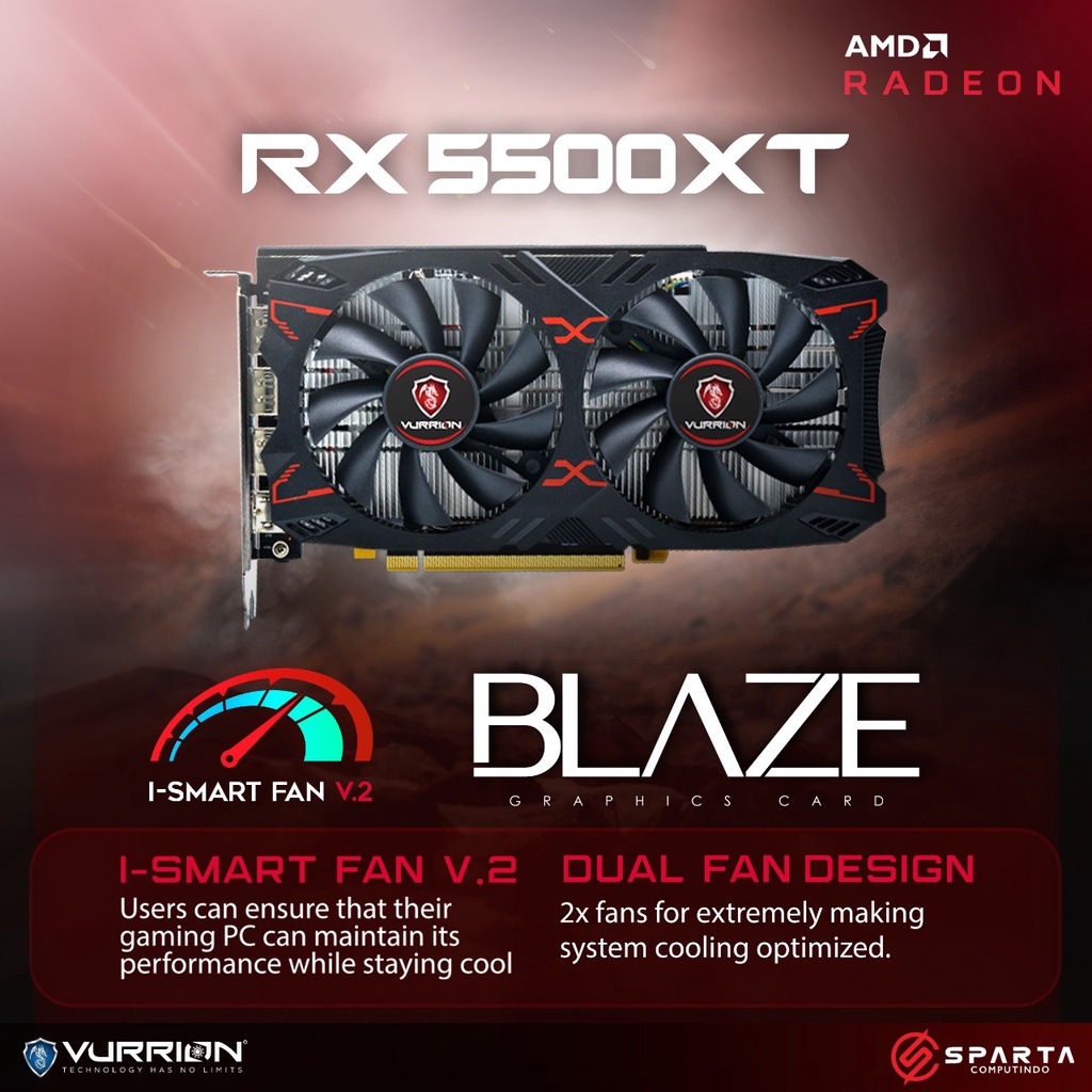 VGA Card AMD Radeon RX 5500XT 8GB GDDR6 128 Bit Vurrion New Garansi Resmi