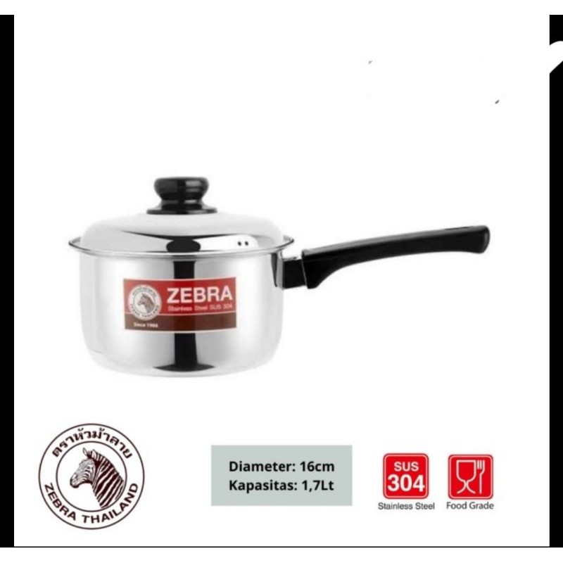 Sauce Pan ZEBRA 16 Cm Plus Tutup - Panci Stainless Steel 166372