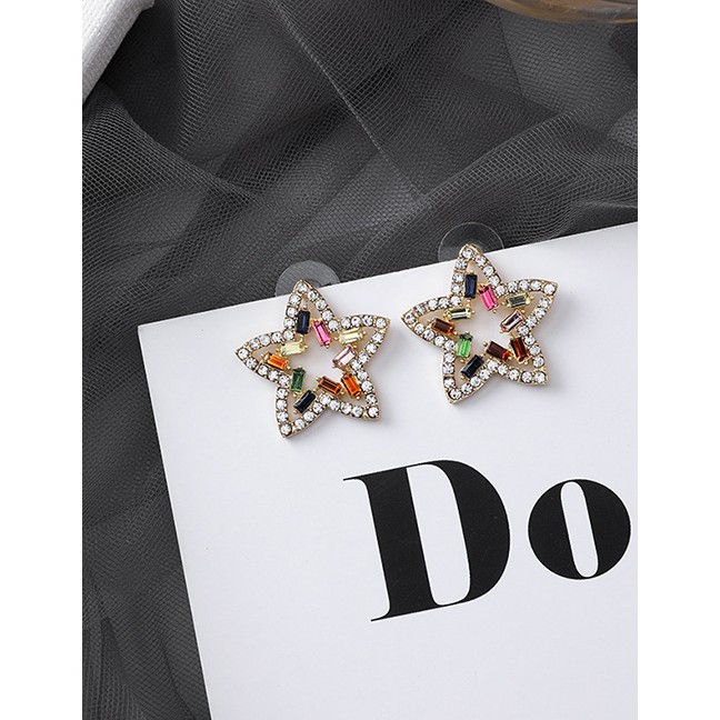 LRC Anting Tusuk Fashion Diamond Pentagram Earrings D63795