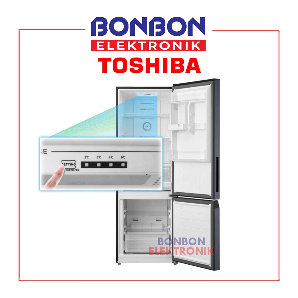 Toshiba Kulkas 2 Pintu Bottom Freezer GR-RB410WE-PMF / GRRB410WE 325L