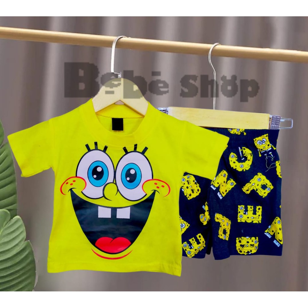 Setelan Baju Anak Karakter Spongebob Usia 0 Sampai 10 Tahun