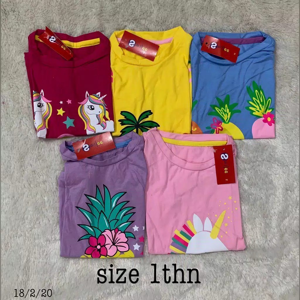 Kaos Atasan Anak Smilee Cewek Mix Motif Dan Warna Murah Meriah