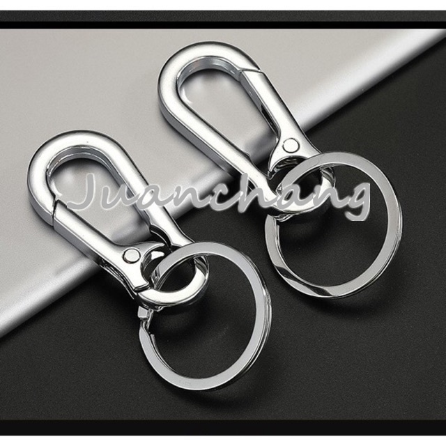 Gantungan Kunci Mobil / Motor Kreatif Bahan Metal Alloy Multifungsi High Quality Popular Stainless Steel Car Anti-loss Key Ring / Carabiner Stainless Steel / Key Chain Silver