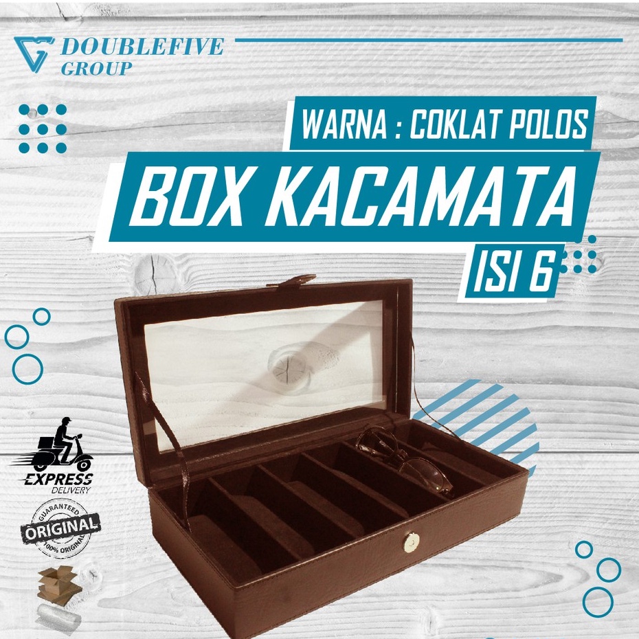 Kotak Kacamata - Box Kacamata - Glasses Box Organizer - Tempat Penyimpanan Kacamata Isi 6 Coklat