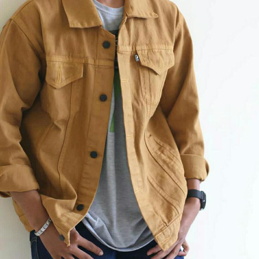 ♥Diskon 7.7♥ Grosir (2pcs 1kg) Jaket Jeans Pria Coklat / Jaket Denim Pria Coklat / Jaket Levis Pria