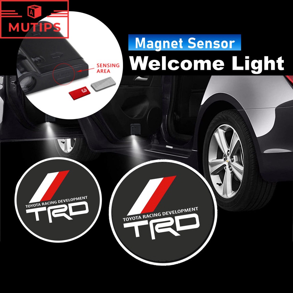 2pcs Lampu Proyektor Welcome Pintu Mobil Wireless Untuk Toyota TRD Racing