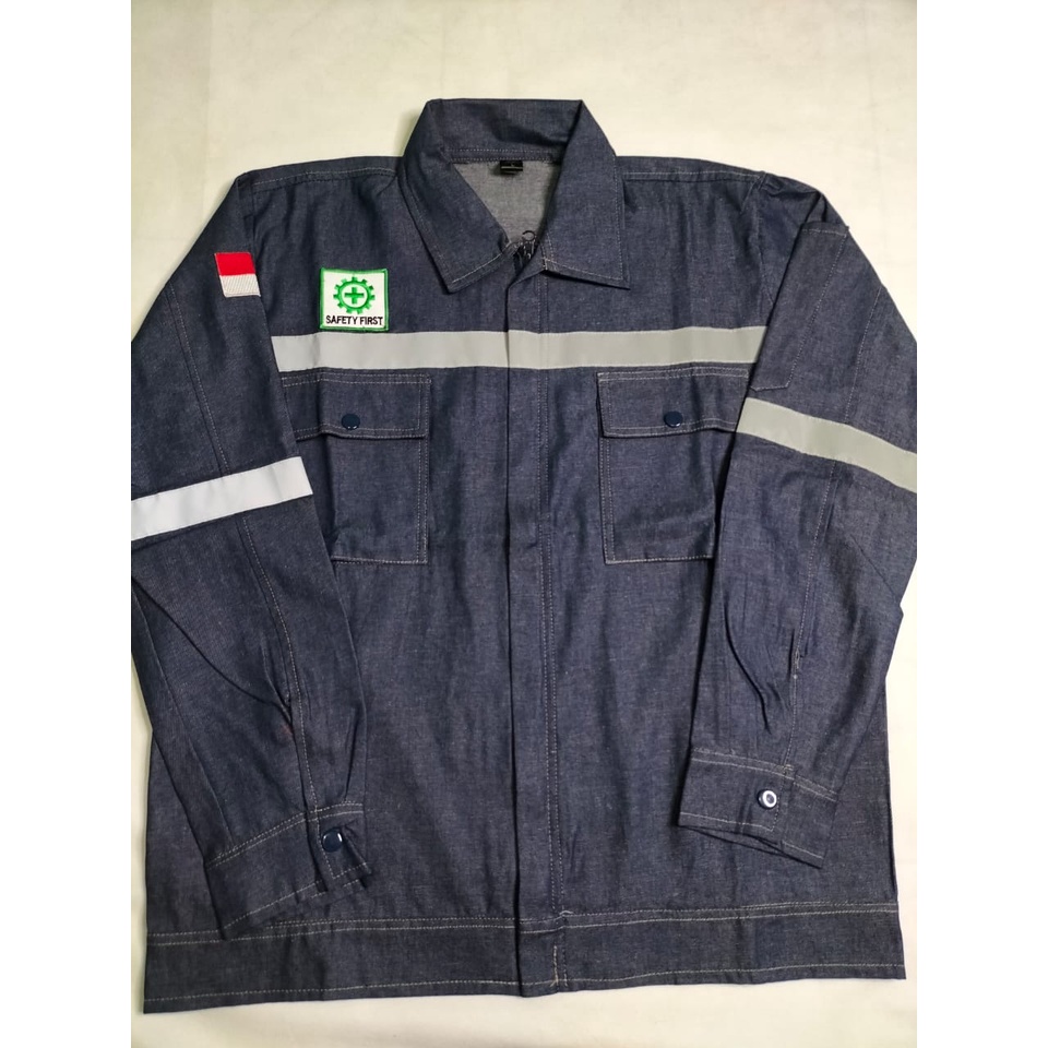 Baju Safety Kemeja Wearpack | Seragam Proyek Full Denim Bahan Jeans