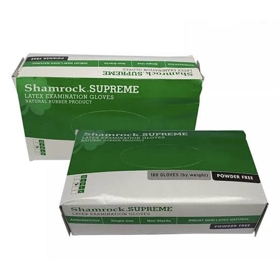 Sarung Tangan SHAMROCK SUPREME LATEX Powder Free isi 100 pcs/box