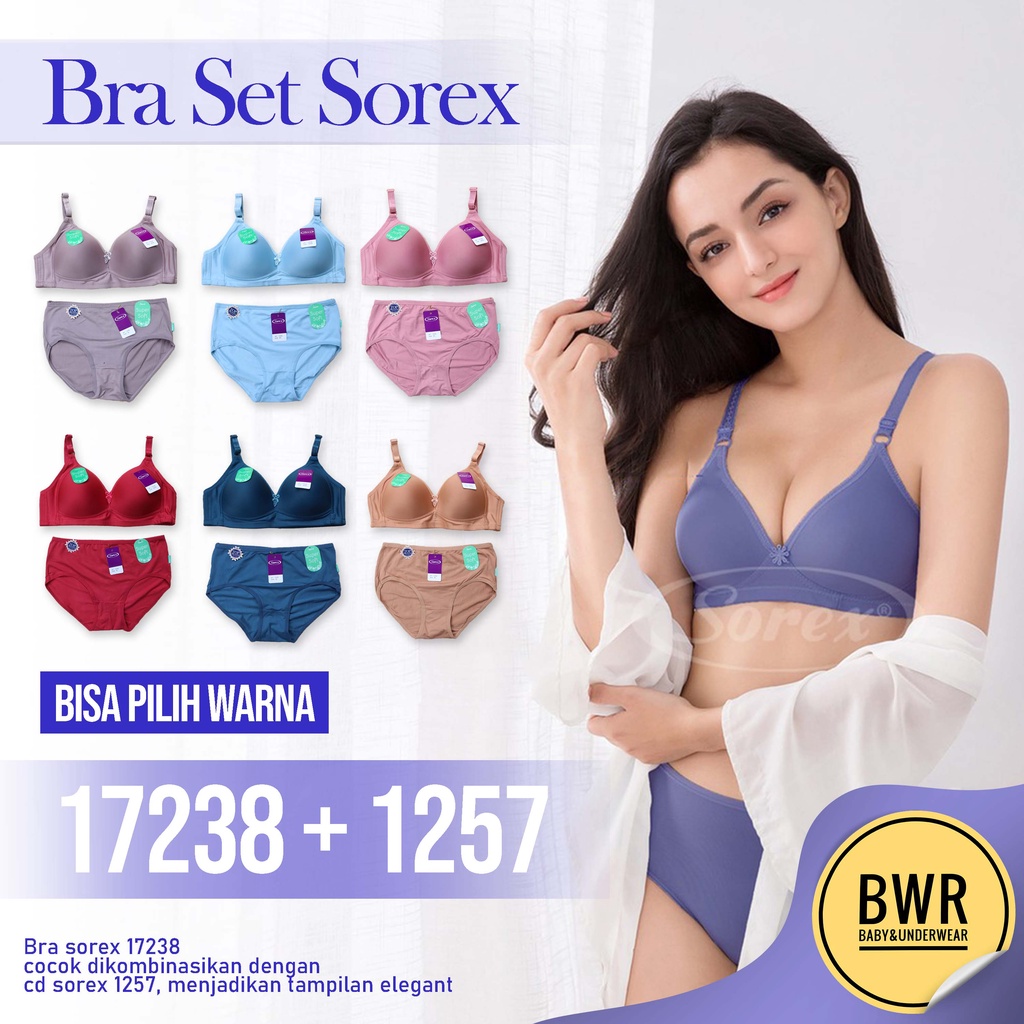 Bra Set Sorex 17238 + CD 1257 | Setelan Pakaian Dalam Wanita Sorex Casual Pilih Warna | Bwr