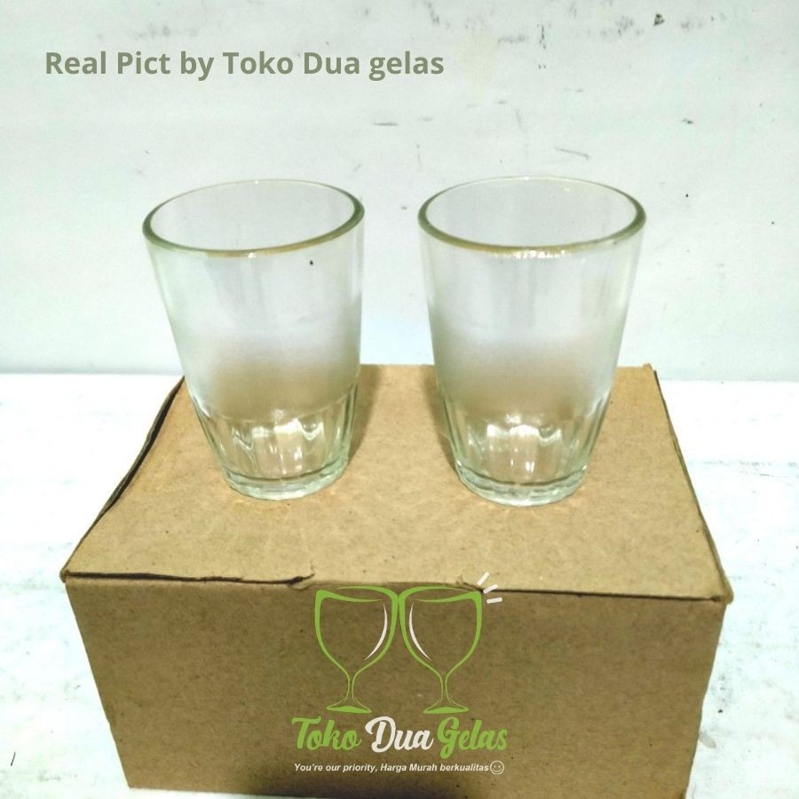gelas kopi beling kaca bening polos hs 9 /gelas warung warkop / isi 6 pcs - setengah - 1/2 lusin