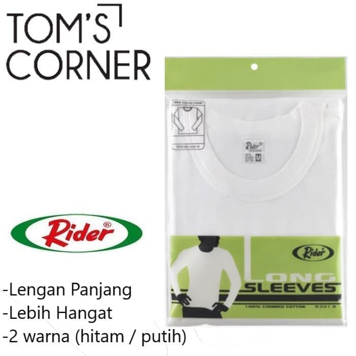 KAOS OBLONG LENGAN PANJANG RIDER | PAKAIAN DALAM MUSIM DINGIN | R221B - Putih, M