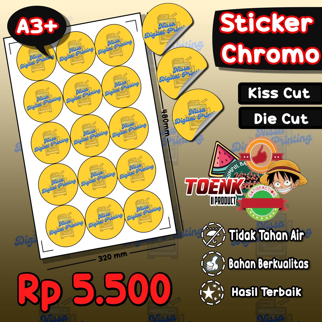 Cetak Print Sticker Chromo A3+ Kiss Cut