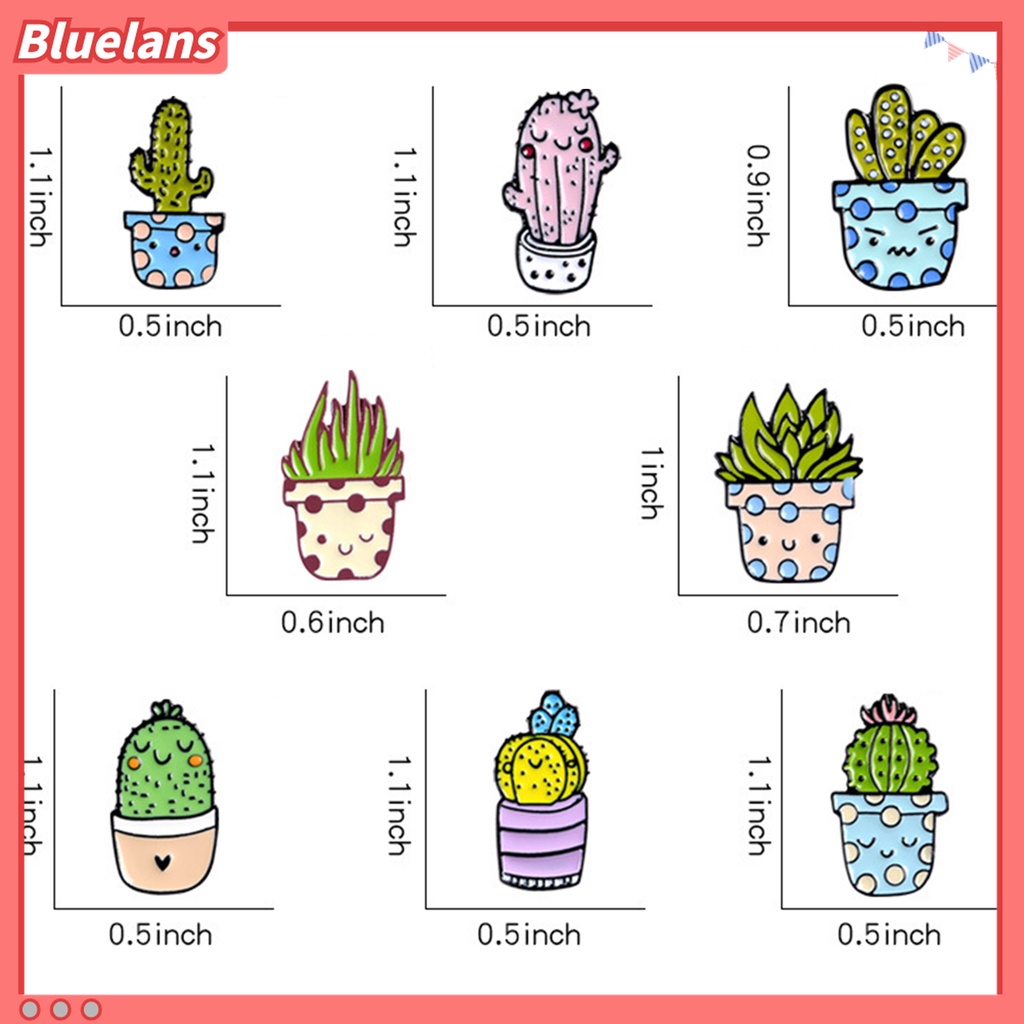 8pcs Bros Pin Enamel Bentuk Pot Tanaman Kaktus Aloe Mini Untuk Pakaian