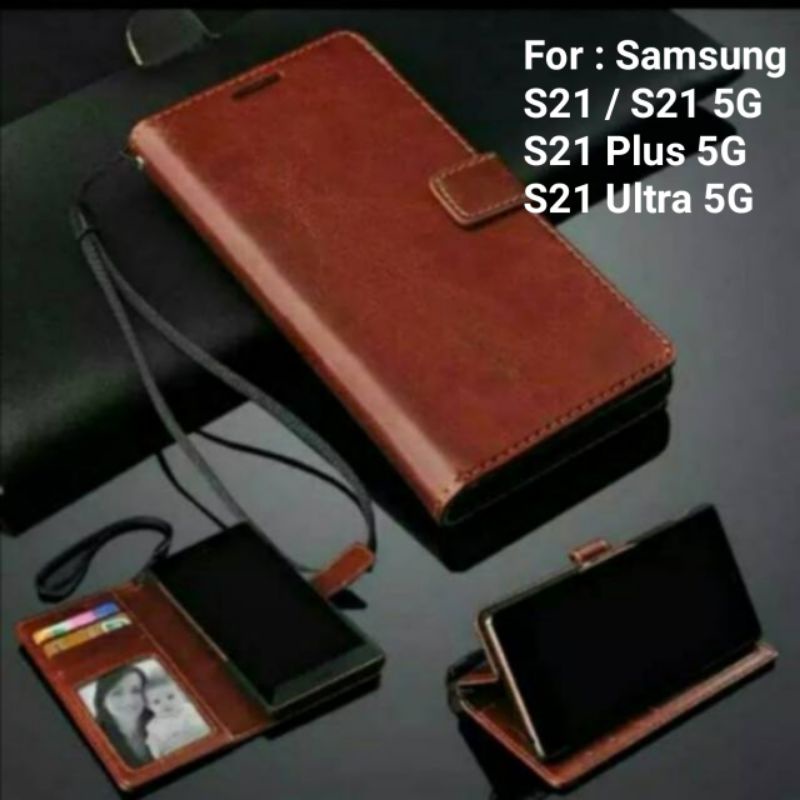 Leather Flip Cover Samsung S21 S21plus S21ultra Plus Ultra 5G Leather Flipcover Casing Dompet Wallet Kulit Buku Book Folio Case Diary