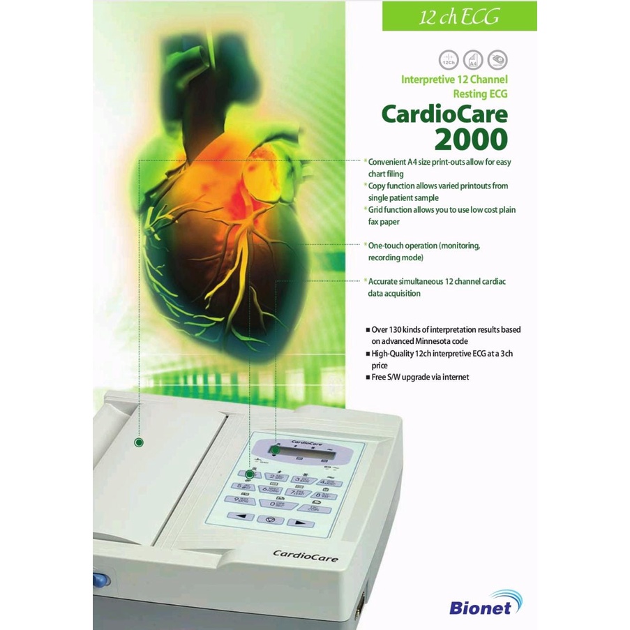 ECG EKG BIONET 12 CHANEL CARDIOCARE 2000