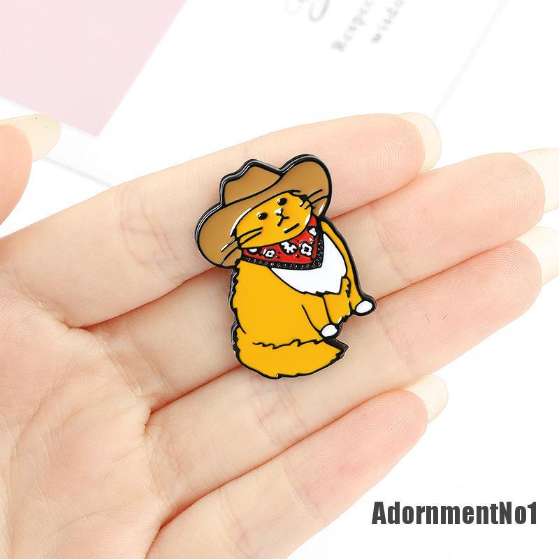 (Adornmentno1) Bros / Pin Enamel Bentuk Kucing Koboi Untuk Aksesoris Pakaian / Topi / Tas