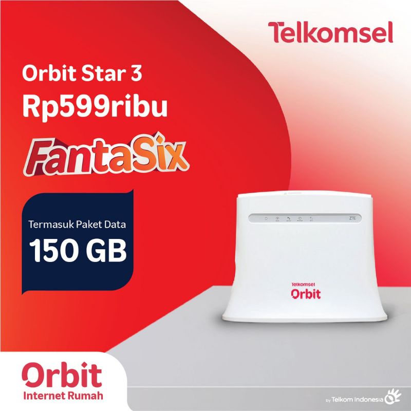 Telkomsel Orbit Star 3 Modem WiFi 4G High Speed Bonus Data 150GB