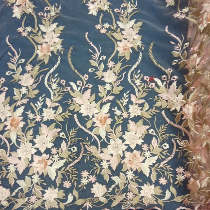 Kain Brokat Tulle Tile 3D. Bahan Kebaya Dan Gaun Kain Brokat Tile 3D 3 Dimensi