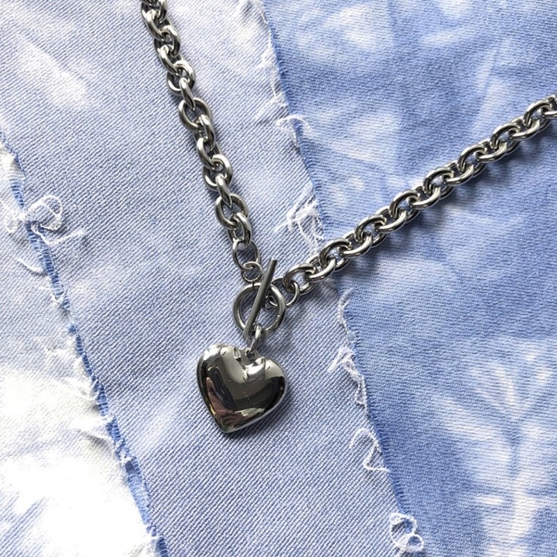 Harajuku retro love peach heart OT buckle Bundi cold wind necklace