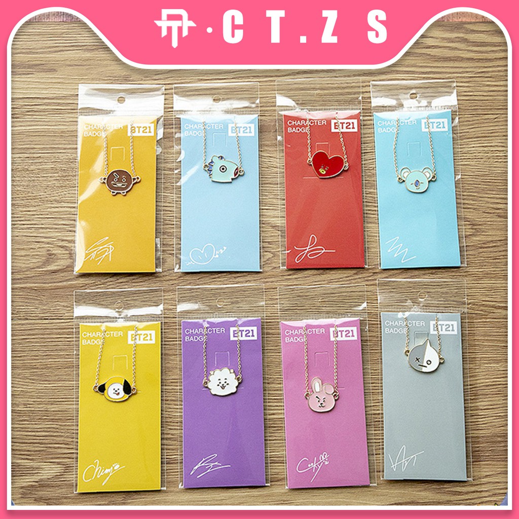 【CT】Gelang Tangan Rantai Metal Motif Kartun Kpop BTS bt21 Warna Gold untuk Wanita #KP 16