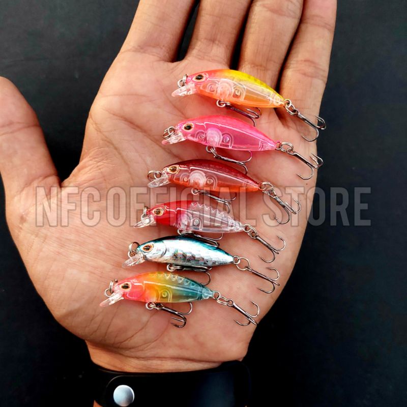 Lure Micro / Mini Minnow 4cm / 2,5 gram Sinking Replika Gomoku Jaminan ACTION dengan warna KILLER