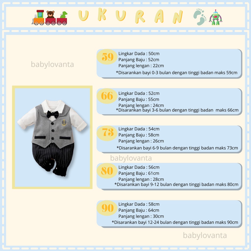 [COD] Baju bayi laki laki / jumper bayi / jumpsuit anak / baju bayi motif TUXEDO  baju anak import/Babylovanta