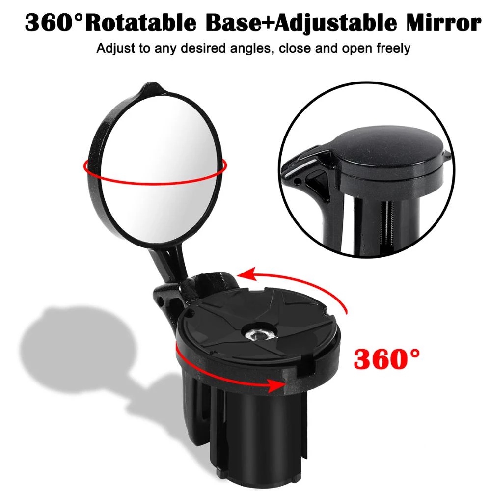 Bicycle Handlebar Mount Adjustable Rearview 360 Degree Rotatable Rear View Mirrors Bike Accessories