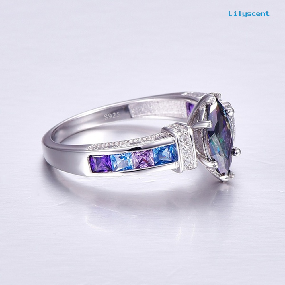 Cincin Marquise Cut Cubic Zirconia Warna-Warni Untuk Wanita