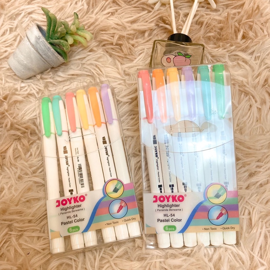 

1 SET ISI 6 SETABILO HIGHLIGHTER MARKER JOYKO 100% ORIGINAL KODE HL 54 WARNA WARNI TERMURAH READY COD