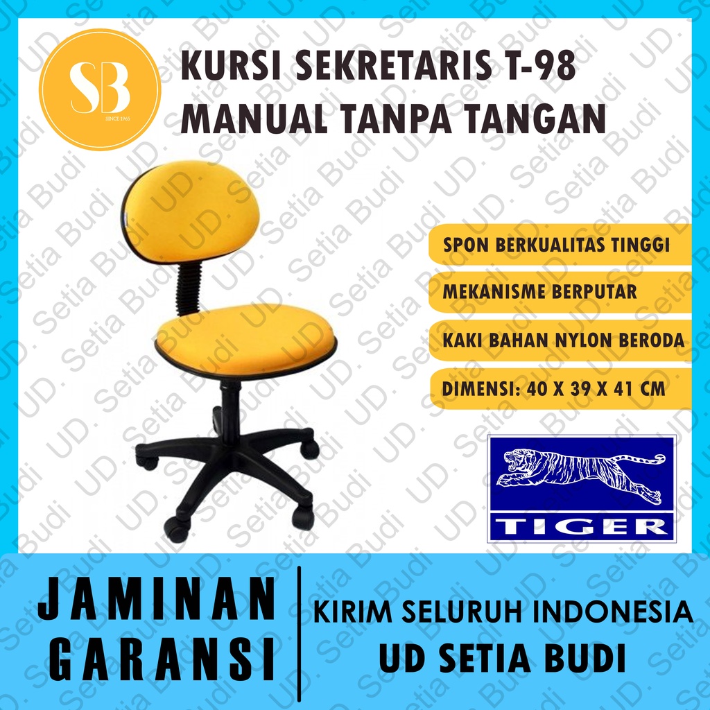 Kursi Kantor Sekretaris Tiger T-98 Manual Tanpa Tangan