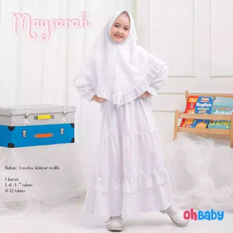 Set Baju Muslim Gamis Putih Manasik Haji Umroh Maysarah ohBaby