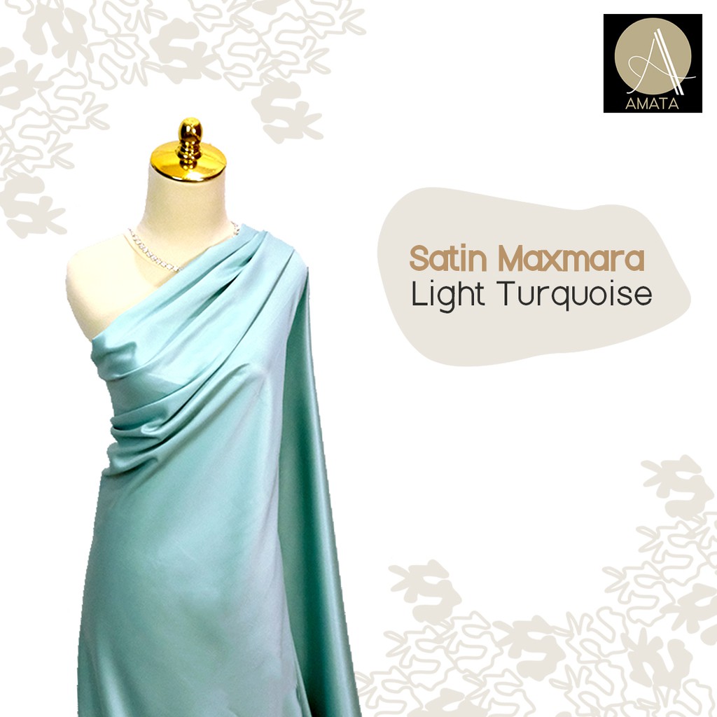 1/2 meter Kain Satin Maxmara / Sateen Velvet Premium Light Turquoise Amata