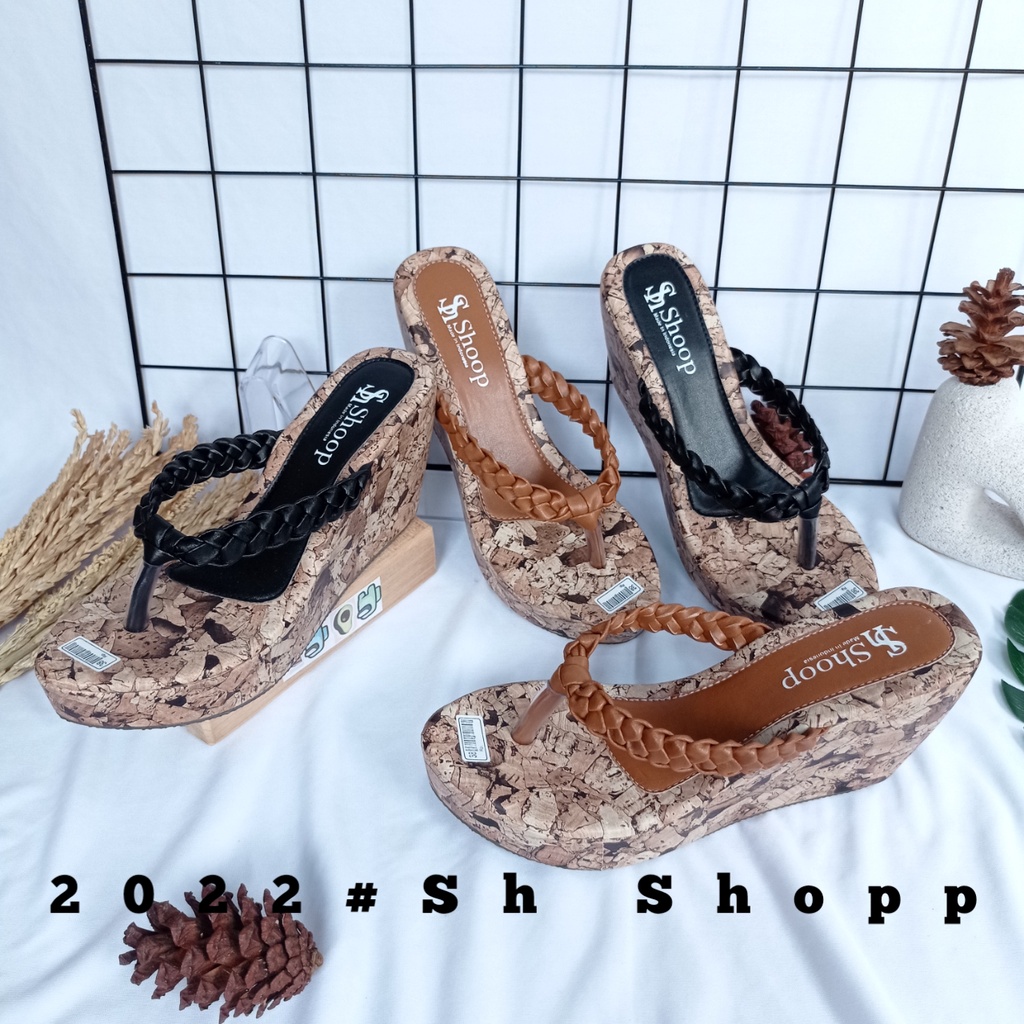 Sandal Wedges Wanita Jepit Kepang Terbaru /Promo Sandal Wedges Jepit Wanita Termurah / Sandal Wedges Wanita Original