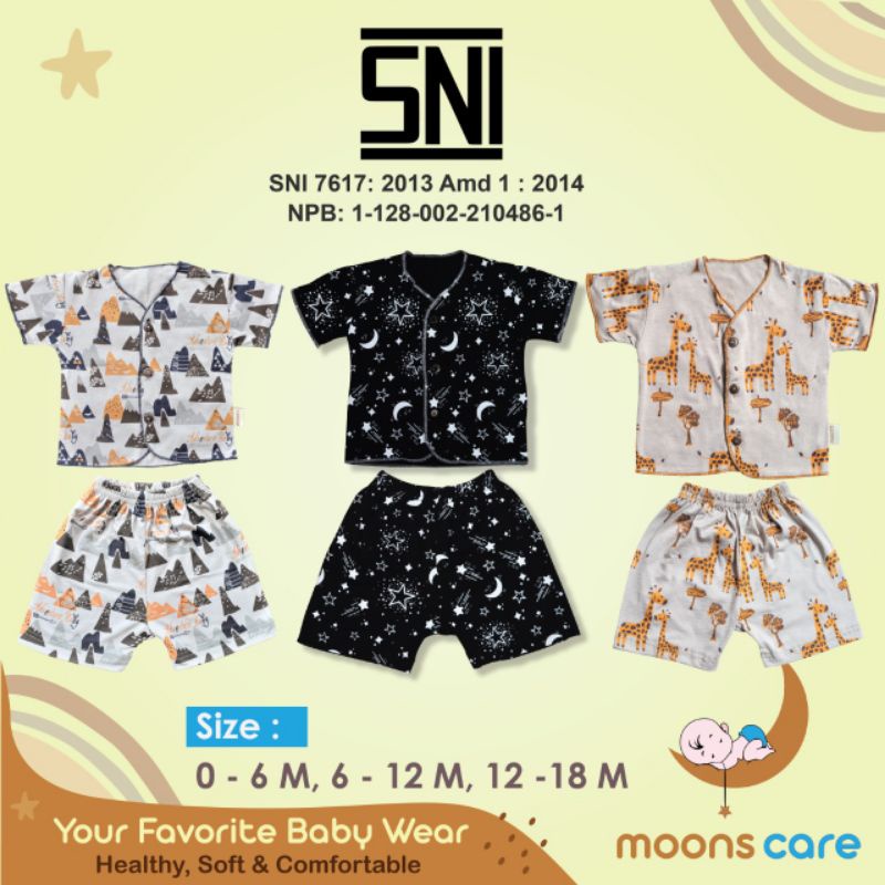 SNI Newborn Moons STELAN PENDEK PREMIUM BABYMOON NEWBRON ,STELAN BAJU KAOS CELANA PENDEK