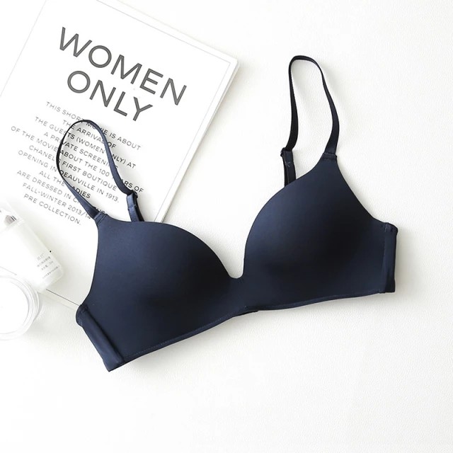 Vbras Offical Shop BR28 Bra Push Up Bra Tanpa Kawat Pakaian Dalam Seksi Wanita-NAVY