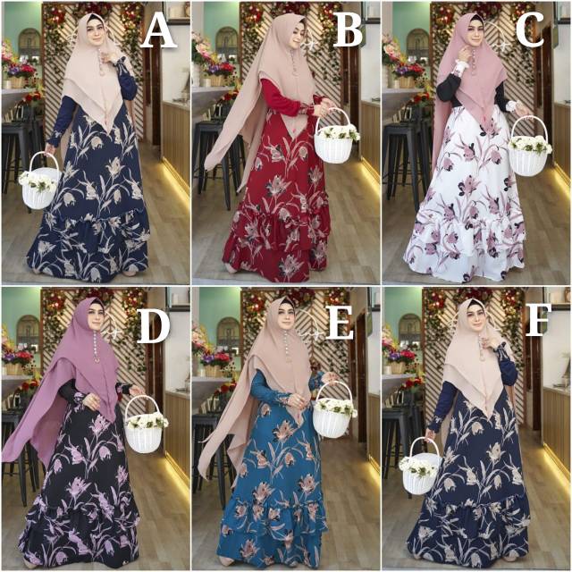 GAMIS MOTIF SET SYAR'I - ORIGINAL AZZAHRA