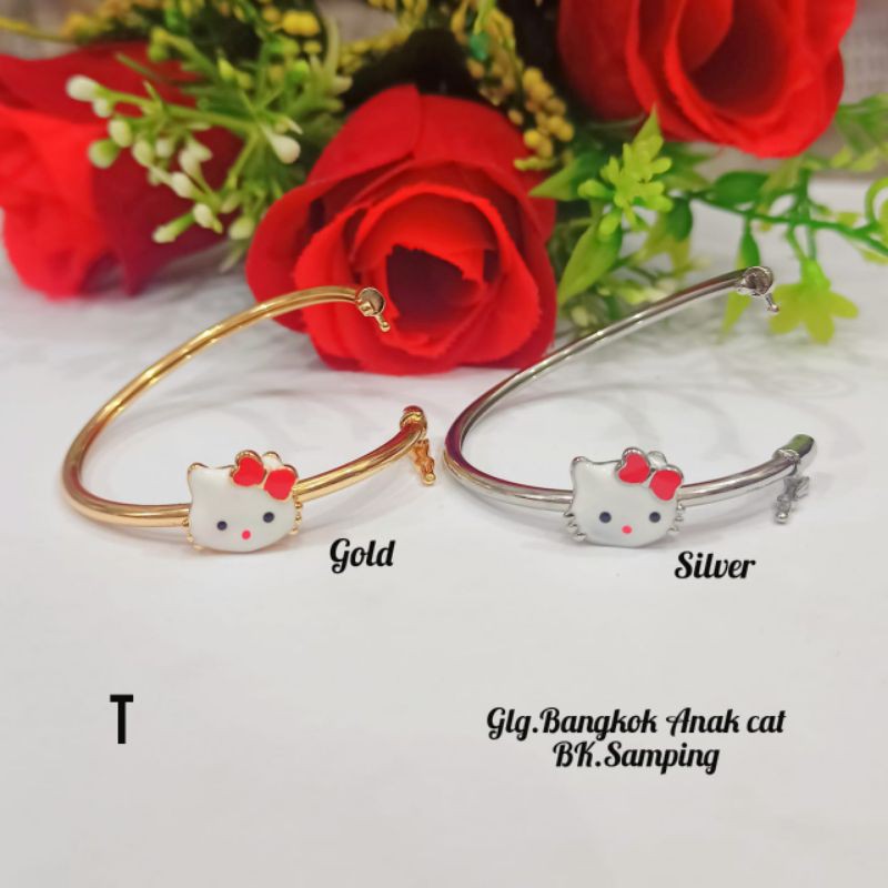 Perhiasan Anak anak Titanium Gelang Tangan kepala Satu motif pilihan warna gold dan silver terbaru