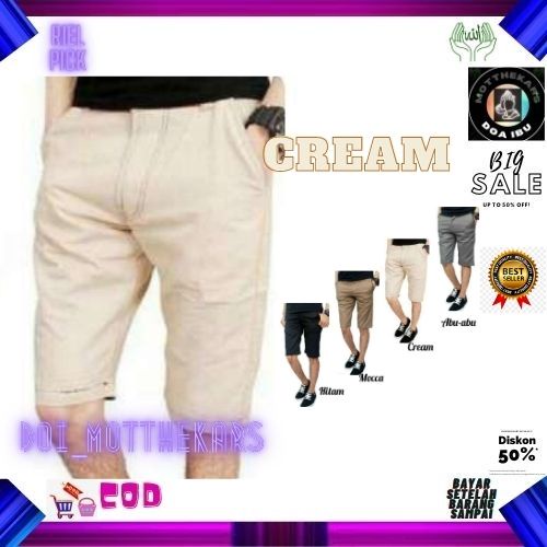 [BIG SIZE] Celana Chino Pendek Pria mick pinggang karet rip katun twill krem coklat surfing santaI