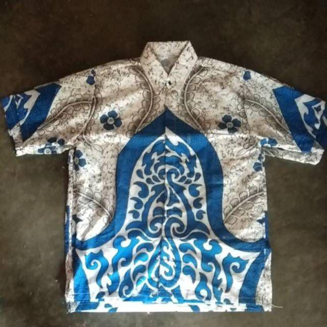 Kemeja Batik Pria Lengan Pendek Hem Atasan Batik Motif Perisai Seragam Murah Pekalongan M L Xl