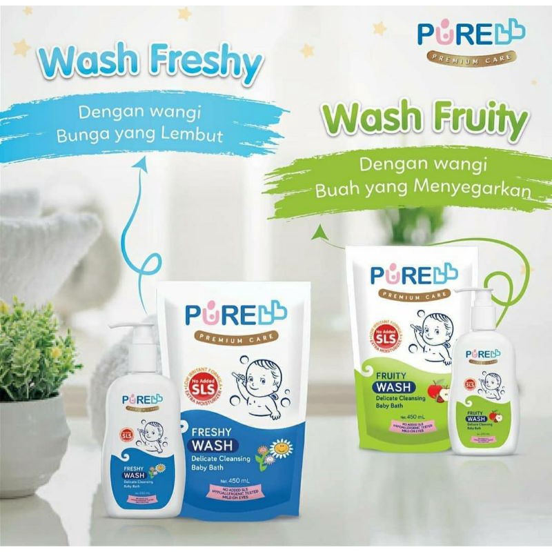 PURE BB Baby Wash Refill 450ml | Sabun Mandi Bayi | Baby Wash Purebaby