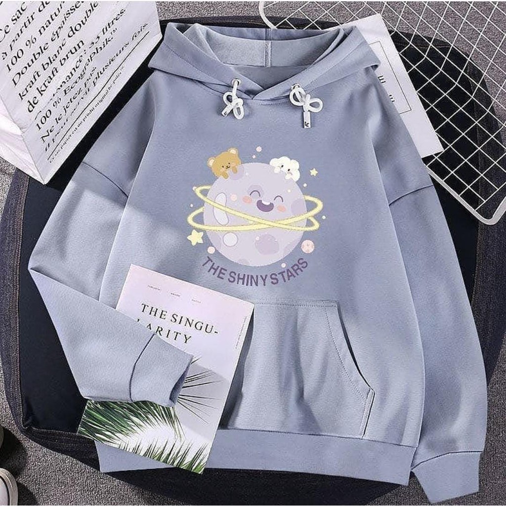 The Shiny Stars Hoodie Wanita Korean Style-2